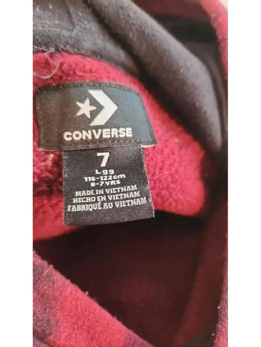 CONVERSE ALL STAR HOODIE SZ 7 Maroon & Black Tie Dye with Kangaroo Pouch
